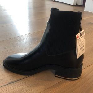 Zara Black booties, gold trim on the heel